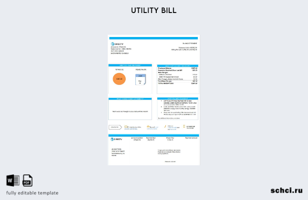цифровая загрузка шаблона счета за коммунальные услуги USA California Directv